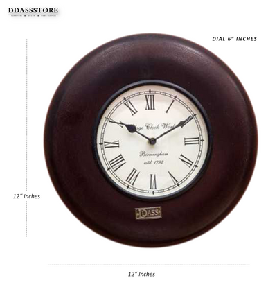 12" Decorative Ethnic Antique Wooden Wall Clock for Home | Ganesh Chaturthi Gift - D'DASS Store