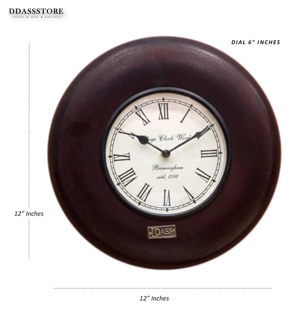 12" Decorative Ethnic Antique Wooden Wall Clock for Home | Ganesh Chaturthi Gift - D'DASS Store