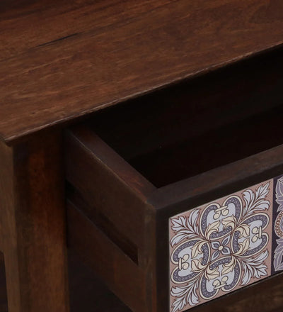GlassHaven End Table In Tubbaq Finish With Drawer - D'DASS Store