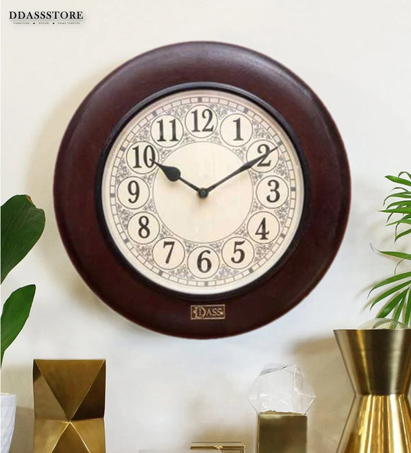 12" Decorative Ethnic Antique Wooden Wall Clock for Home | Wedding Gift - D'DASS Store