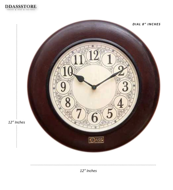 12" Decorative Ethnic Antique Wooden Wall Clock for Home | Wedding Gift - D'DASS Store