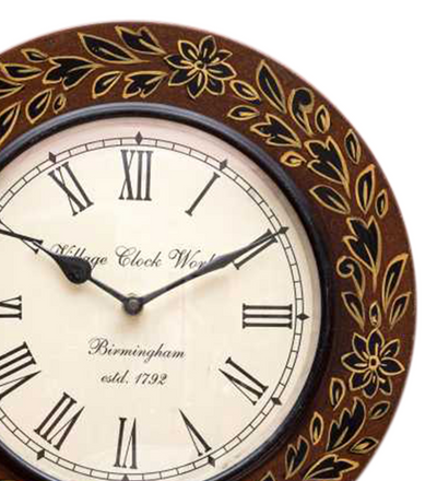 12" Decorative Handpainted Antique Wooden Wall Clock for Home | Office Inauguration Gift