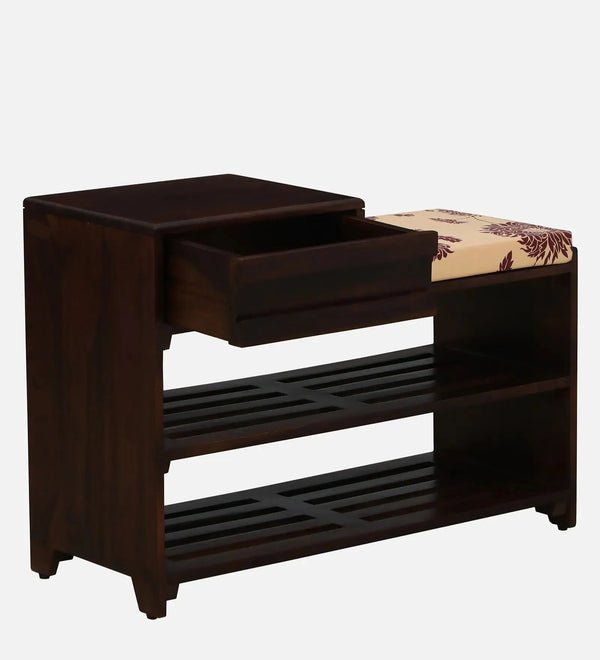 Heritage EntryLine Sheesham Wood Shoe Rack In Scratch Resistant Walnut Finish - D'DASS Store