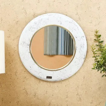 18" Classic MDF Wood Marble Wall Mirror For Home Decor