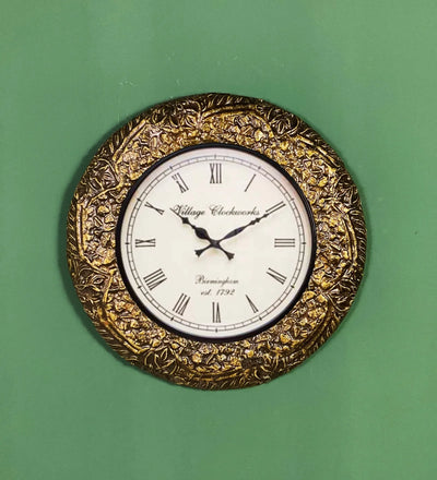 18" Decorative Ethnic Antique Wooden Wall Clock for Home | Diwali Gift
