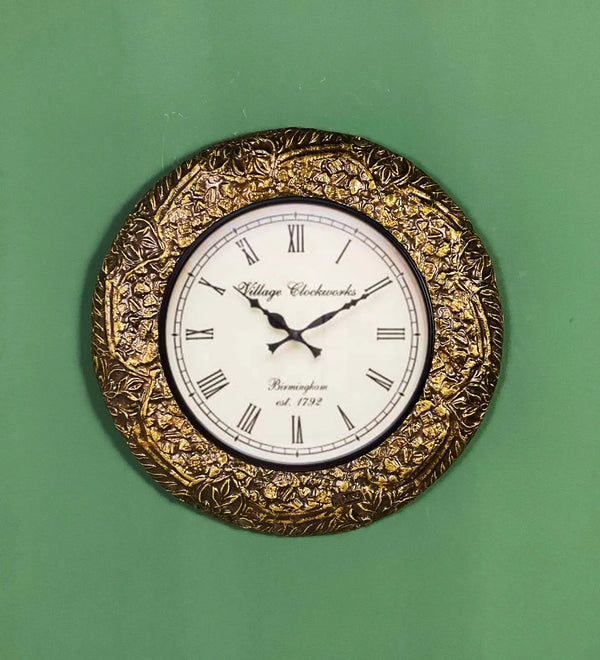 18" Decorative Ethnic Antique Wooden Wall Clock for Home | Diwali Gift