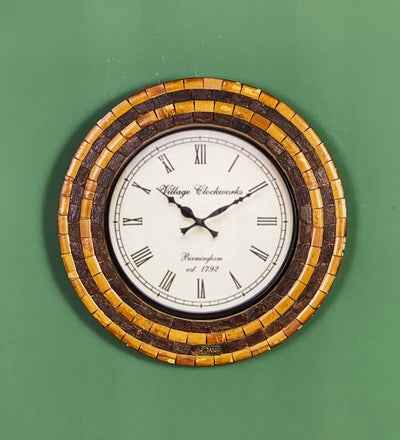 18" Decorative Ethnic Antique Wooden Wall Clock for Home | Diwali Gift