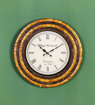 18" Decorative Ethnic Antique Wooden Wall Clock for Home | Diwali Gift