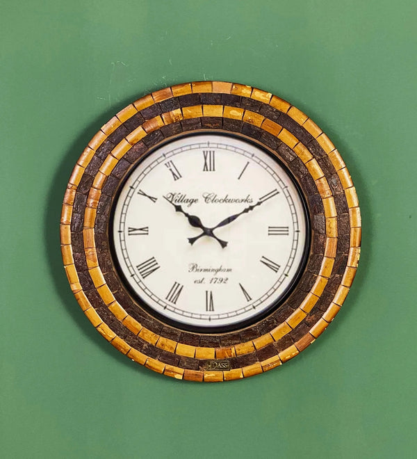 18" Decorative Ethnic Antique Wooden Wall Clock for Home | Diwali Gift