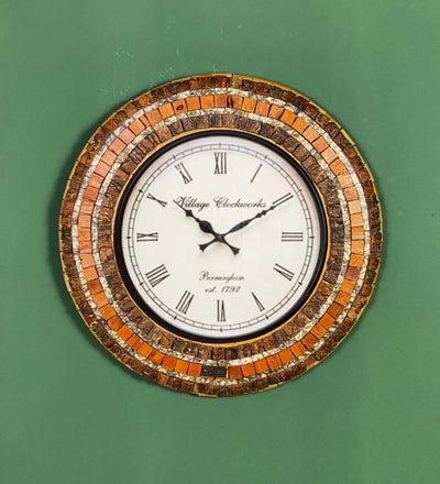 18" Decorative Ethnic Antique Wooden Wall Clock for Home | Diwali Gift