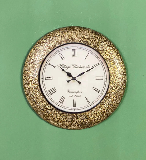 18" Decorative Ethnic Antique Wooden Wall Clock for Home | Diwali Gift