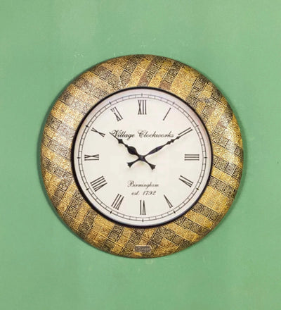 18" Decorative Ethnic Antique Wooden Wall Clock for Home | Diwali Gift