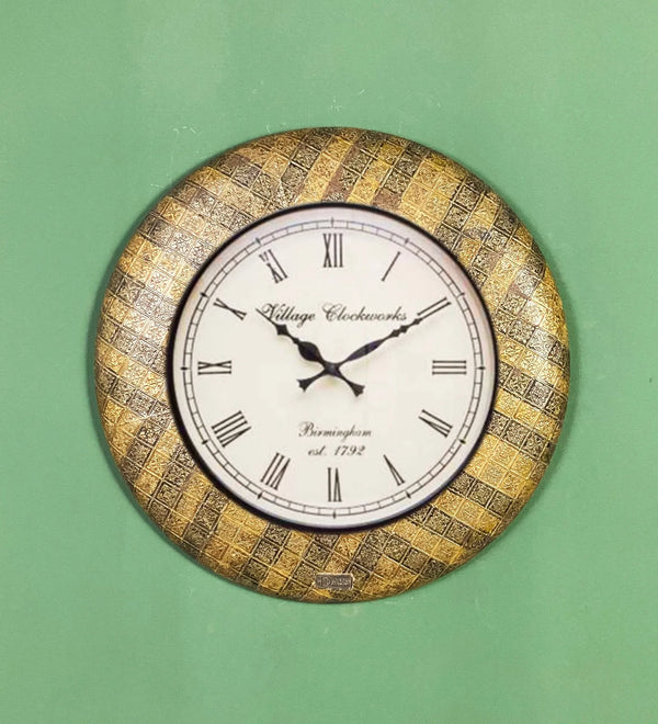 18" Decorative Ethnic Antique Wooden Wall Clock for Home | Diwali Gift