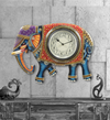 18" Decorative Ethnic Elephant Painted Wall Clock for Home | House Warming Gift