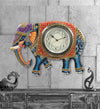 18" Decorative Ethnic Elephant Painted Wall Clock for Home | House Warming Gift