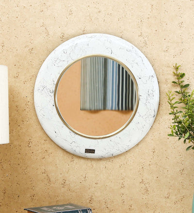 18 Inch Multicolour Pinewood MDF Marble Finish Decorative Wall Mirror