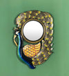 18 Inch Multicolour Pinewood MDF Peacock Decorative Wall Mirror
