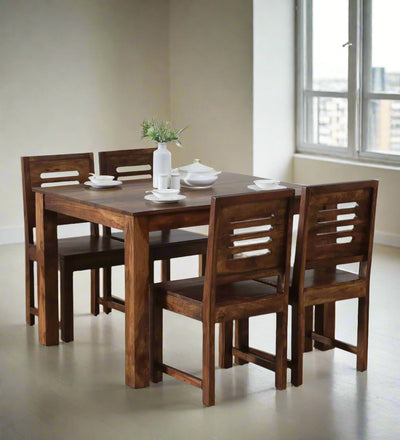 SleekTeak Wooden 4 Seater Dining Set