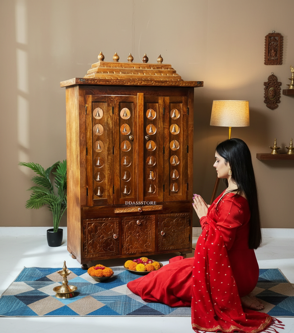 Handcarved South Indian Style Solid Sheesham Wood Pooja Mandapam | DDASSMANDAP104