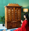 Handcarved South Indian Style Solid Sheesham Wood Pooja Mandapam | DDASSMANDAP104 - D'DASS Store