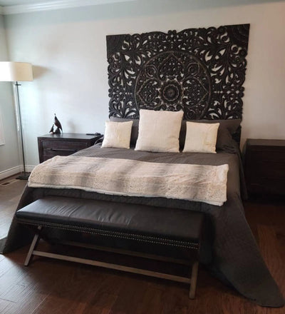 Grand Ranch Carved Panel Texas King Headboard with Frame - D'DASS Store