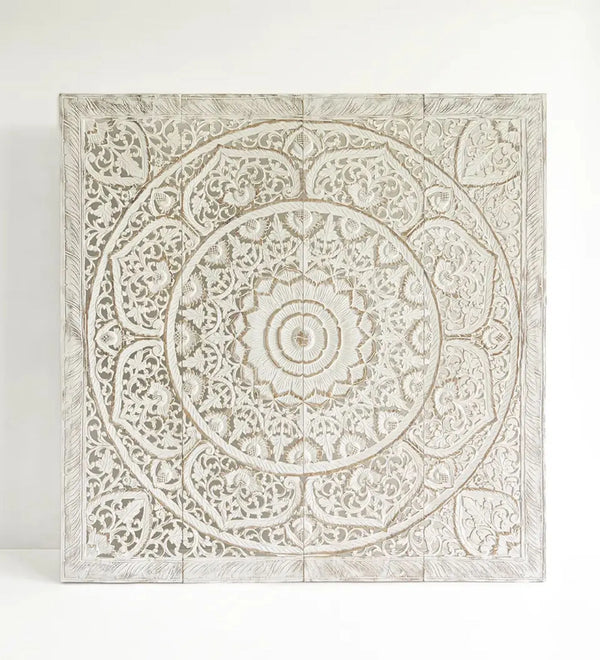 Mandala Majesty Carved Wood Headboard King with Frame - D'DASS Store