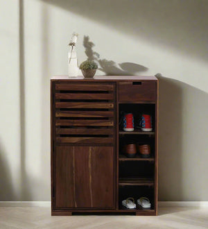 OakLine Bench Sheesham Wood Shoe Cabinet in Scratch Resistant Provincial Teak Finish