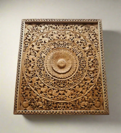 Rajputana Carvings Large Hand Carved Wooden Wall Panel with Frame - D'DASS Store