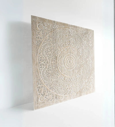 Sacred Mandala Teak Carved Headboard with Frame - D'DASS Store
