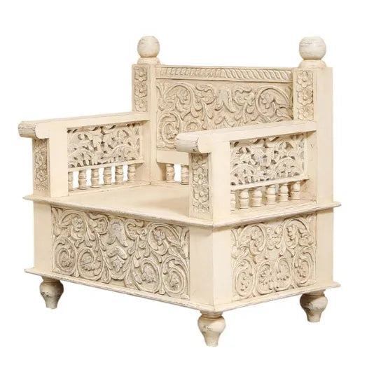 Maharani Solid wood Handcarved Sofa Chair for Living Room - D'DASS Store