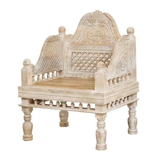 Maharaja Solid wood Handcarved Sofa Chair for Living Room - D'DASS Store