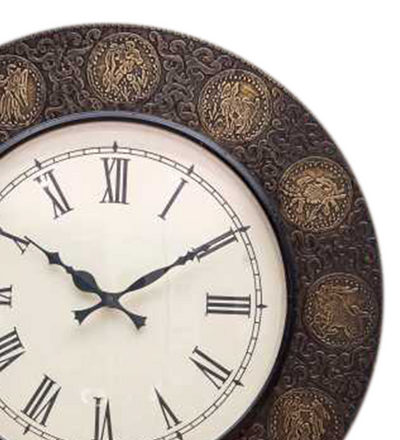 18" Decorative Ethnic Antique Brass Wall Clock for Home | Anniversary gift - D'DASS Store