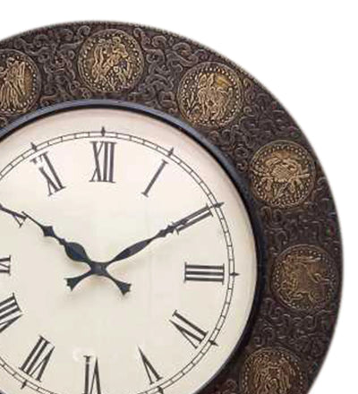 18" Decorative Ethnic Antique Brass Wall Clock for Home | Anniversary gift - D'DASS Store