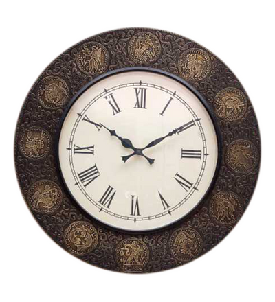 18" Decorative Ethnic Antique Brass Wall Clock for Home | Anniversary gift - D'DASS Store