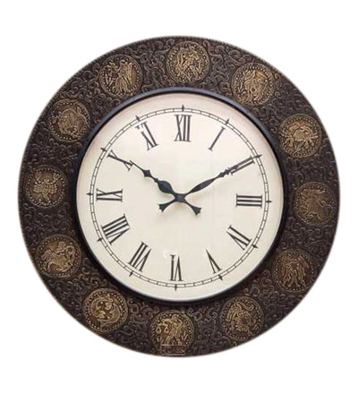 18" Decorative Ethnic Antique Brass Wall Clock for Home | Anniversary gift - D'DASS Store