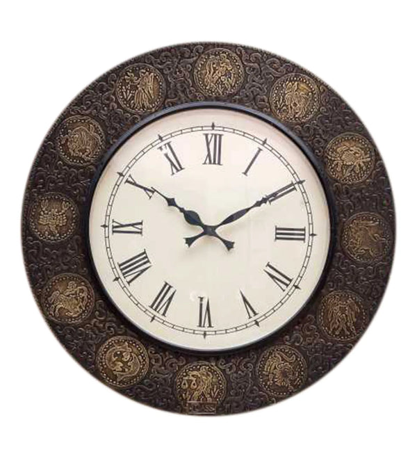 18" Decorative Ethnic Antique Brass Wall Clock for Home | Anniversary gift - D'DASS Store
