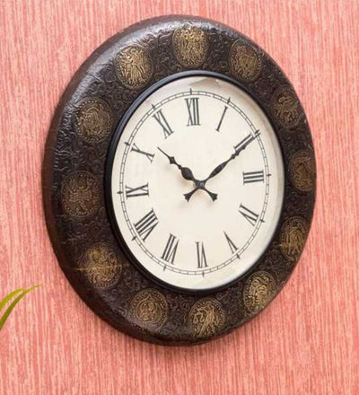 18" Decorative Ethnic Antique Brass Wall Clock for Home | Office ceremony gift - D'DASS Store
