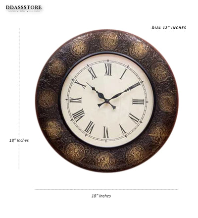 18" Decorative Ethnic Antique Brass Wall Clock for Home | Office ceremony gift - D'DASS Store