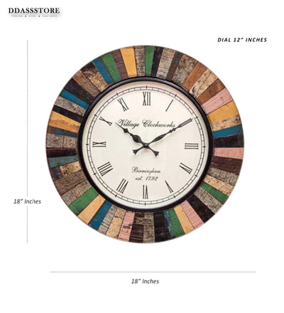 18" Decorative Ethnic Antique Wooden Wall Clock for Home | Office ceremony gift - D'DASS Store