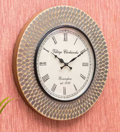 18" Decorative Ethnic Antique Wooden Wall Clock for Home | Wedding ceremony gift - D'DASS Store