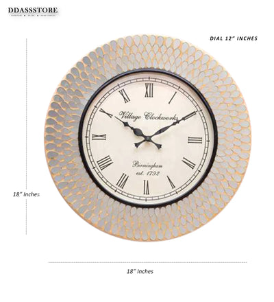 18" Decorative Ethnic Antique Wooden Wall Clock for Home | Wedding ceremony gift - D'DASS Store
