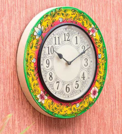 12" Decorative Ethnic Hand painted Wooden Wall Clock for Home | House Warming Gift