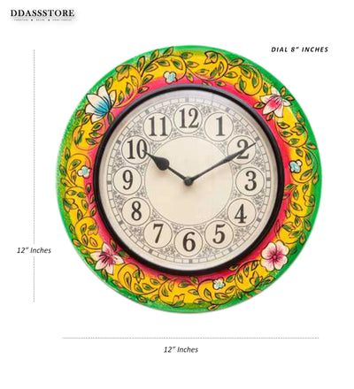 12" Decorative Ethnic Hand painted Wooden Wall Clock for Home | House Warming Gift - D'DASS Store