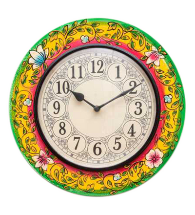 12" Decorative Ethnic Hand painted Wooden Wall Clock for Home | House Warming Gift