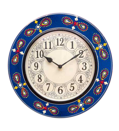 12" Decorative Ethnic Floral Painted Wall Clock for Home | House Warming Gift - D'DASS Store