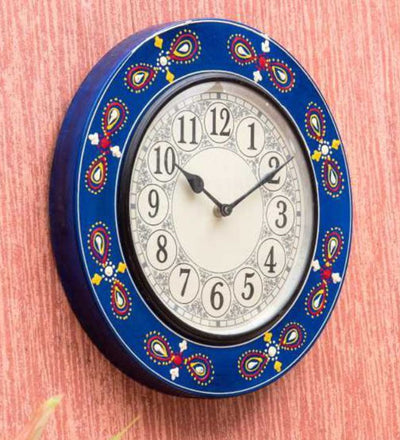 12" Decorative Ethnic Floral Painted Wall Clock for Home | House Warming Gift - D'DASS Store