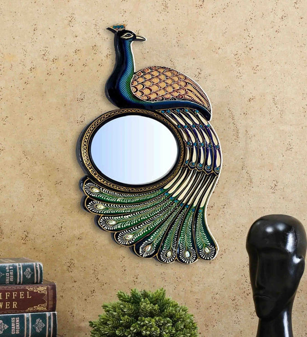 22 Inch Ainsley Peacock handpainted Decorative Wall Mirror