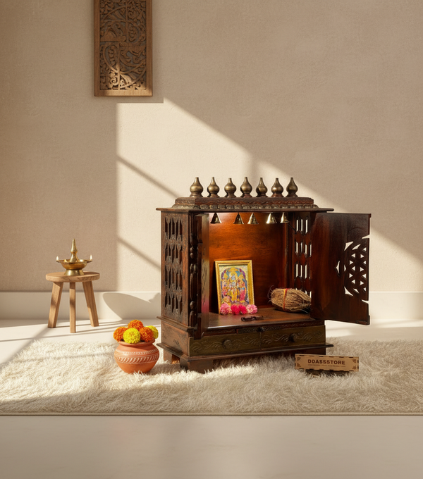 Wooden Pooja Temple & Puja Mandap For Home | DDASSWT2411_CopperD