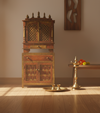 Wooden Pooja Temple & Puja Mandap with Cabinet for Home | DDASSWT2412_CABIN_CopperD