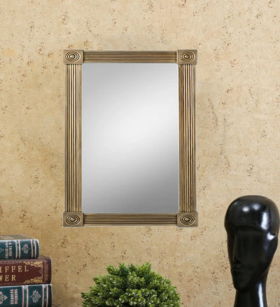 24 Inch French Colonial MDF Wood Rectangular Wall Mirror